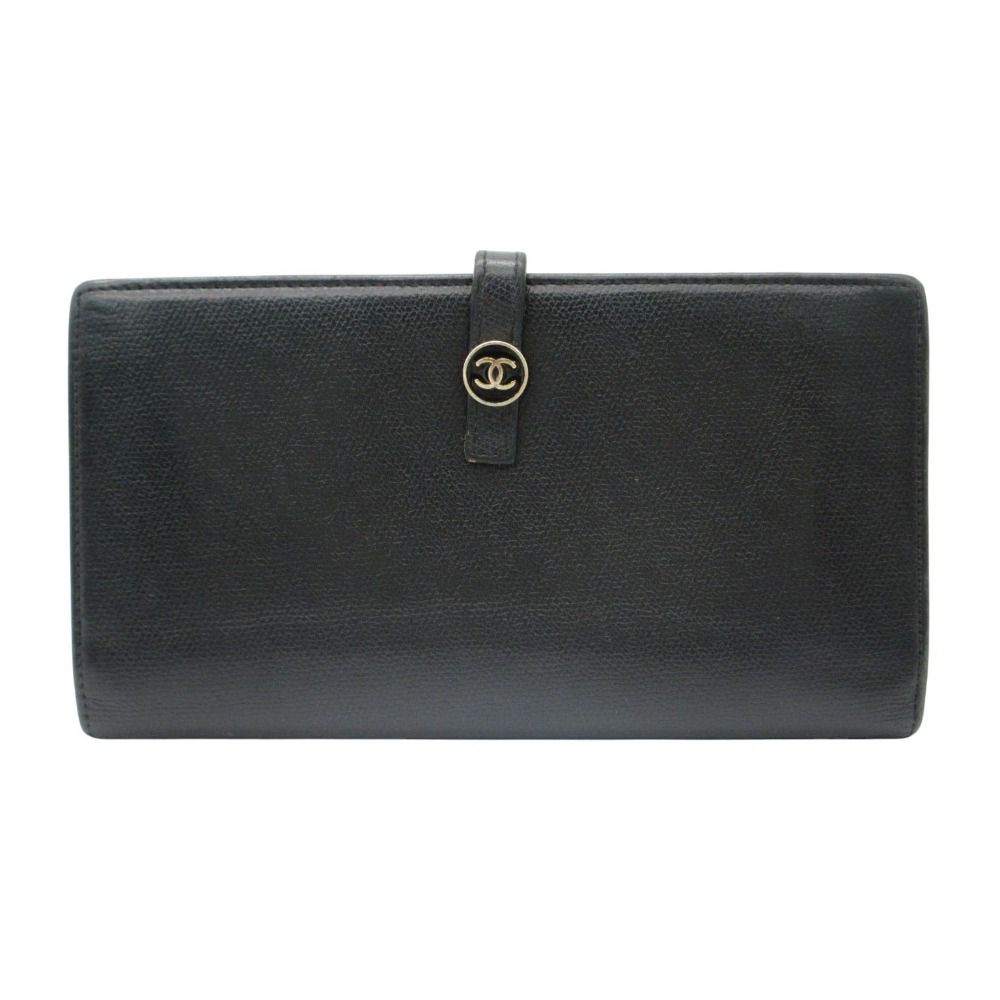 CHANEL シャネル 長財布 9番台 ココマークボタン Wホック ロングウォレット ブラック レディース 【中古】 22,200円