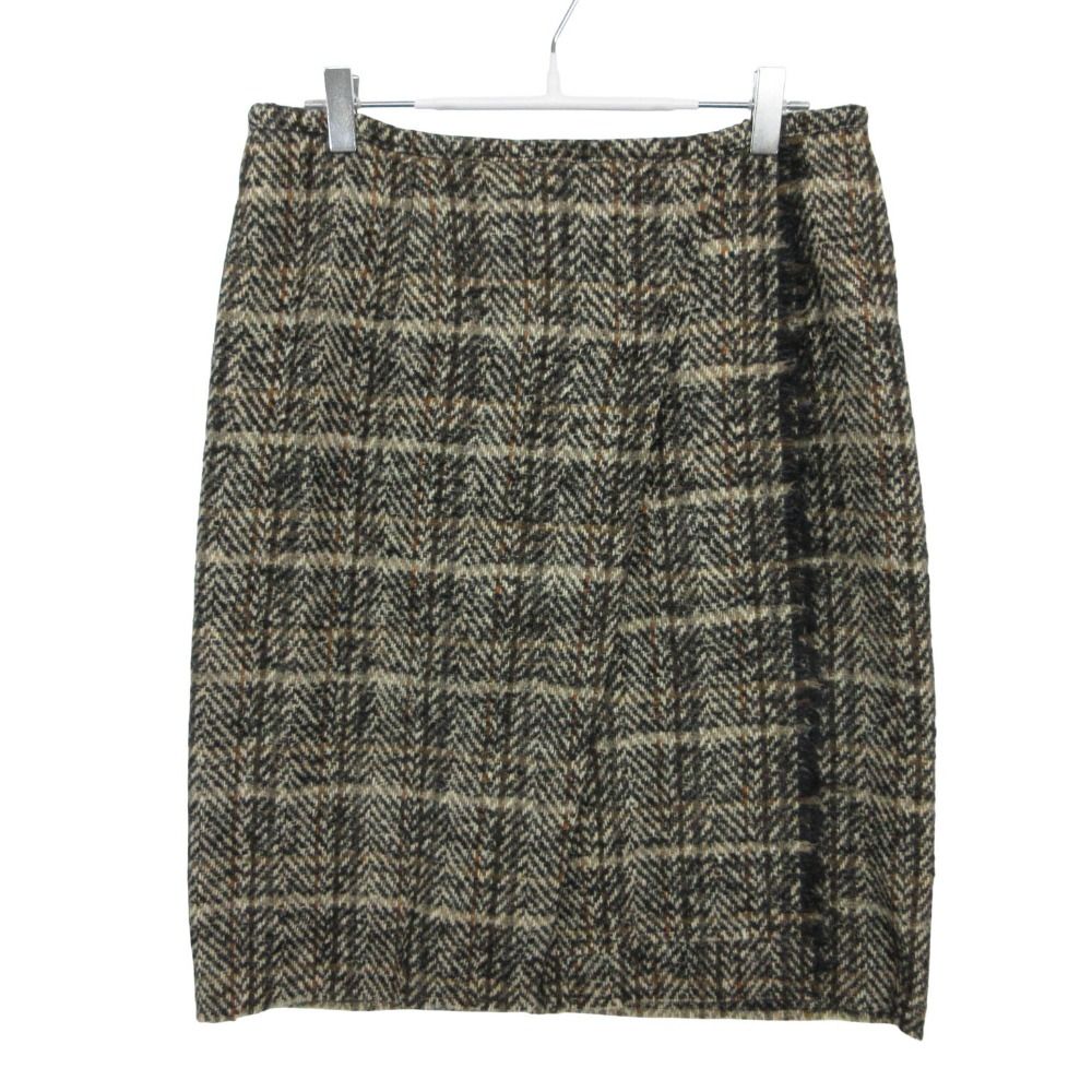 DOLCE&GABBANA ドルチェアンドガッバーナ スカート ツイード ボトムス 膝丈 ニット 裏地レオパード柄 ラップ ベージュ 40【M】 レディース 【中古】