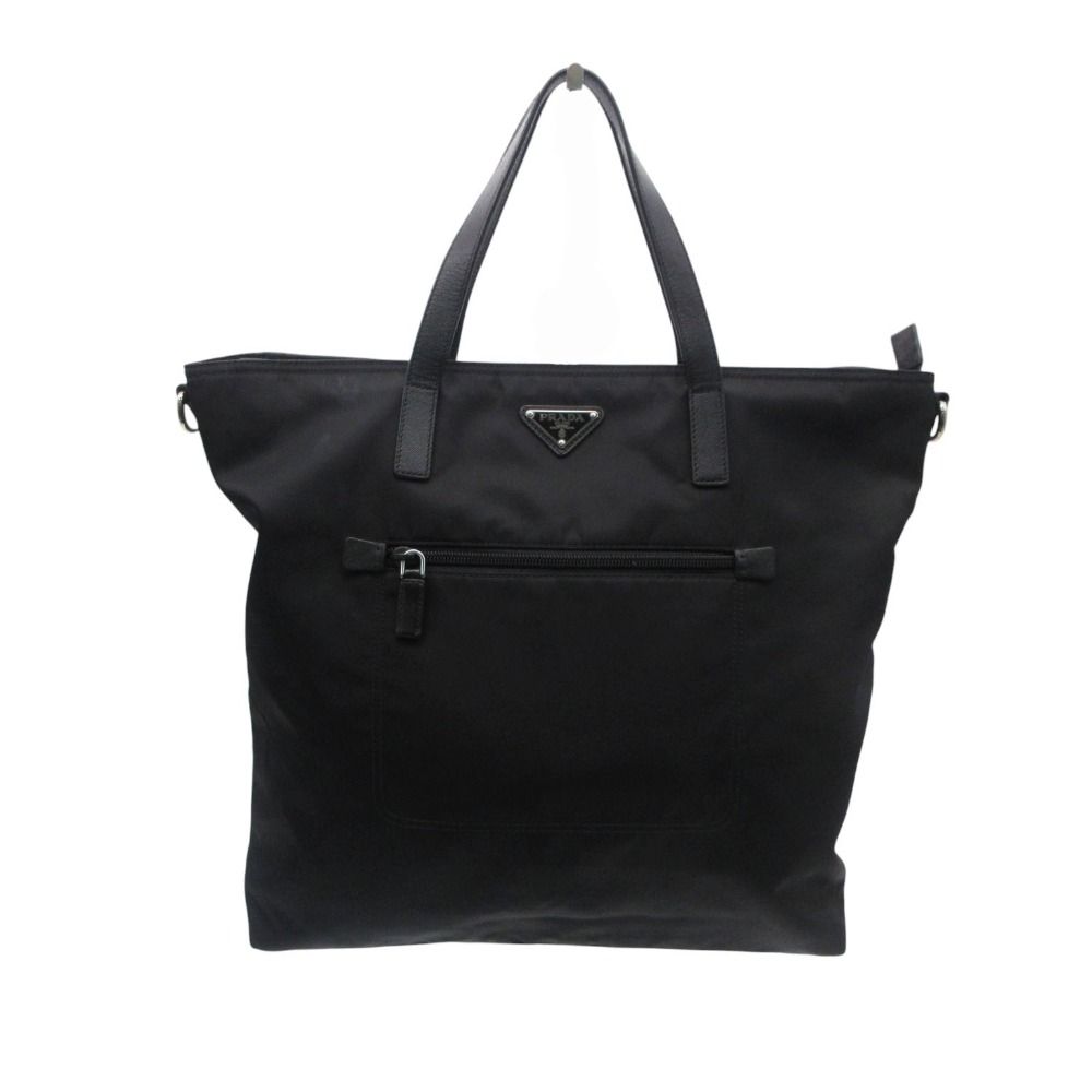 PRADA プラダ トートバッグ トライアングルロゴ 三角ロゴ ナイロン 2WAY カバン 鞄 ブラック メンズ レディース 【中古】