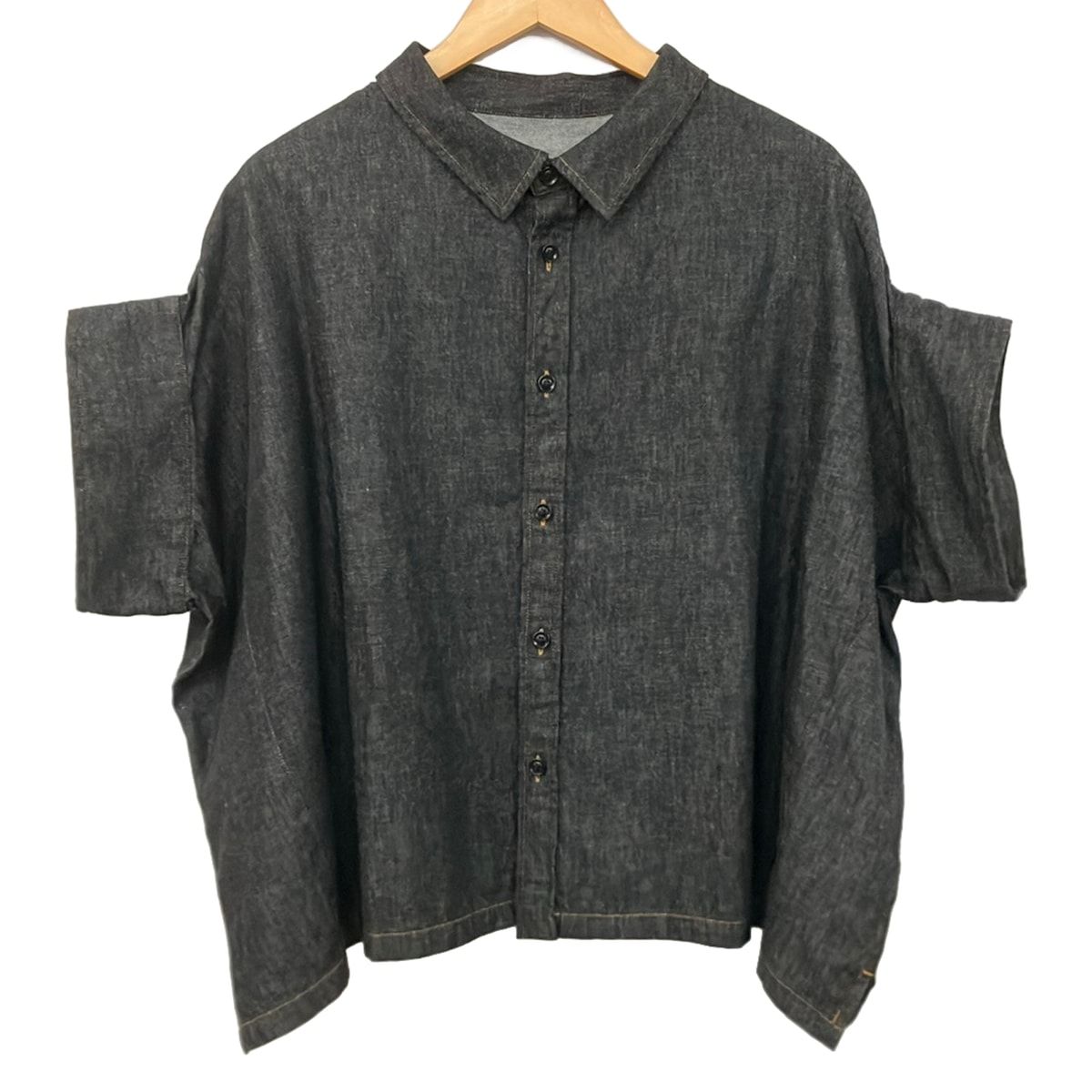 Y's(ワイズ) 半袖シャツブラウス サイズ2 M レディース美品 - 黒 デニム/2026SS/YQ-B01-029
