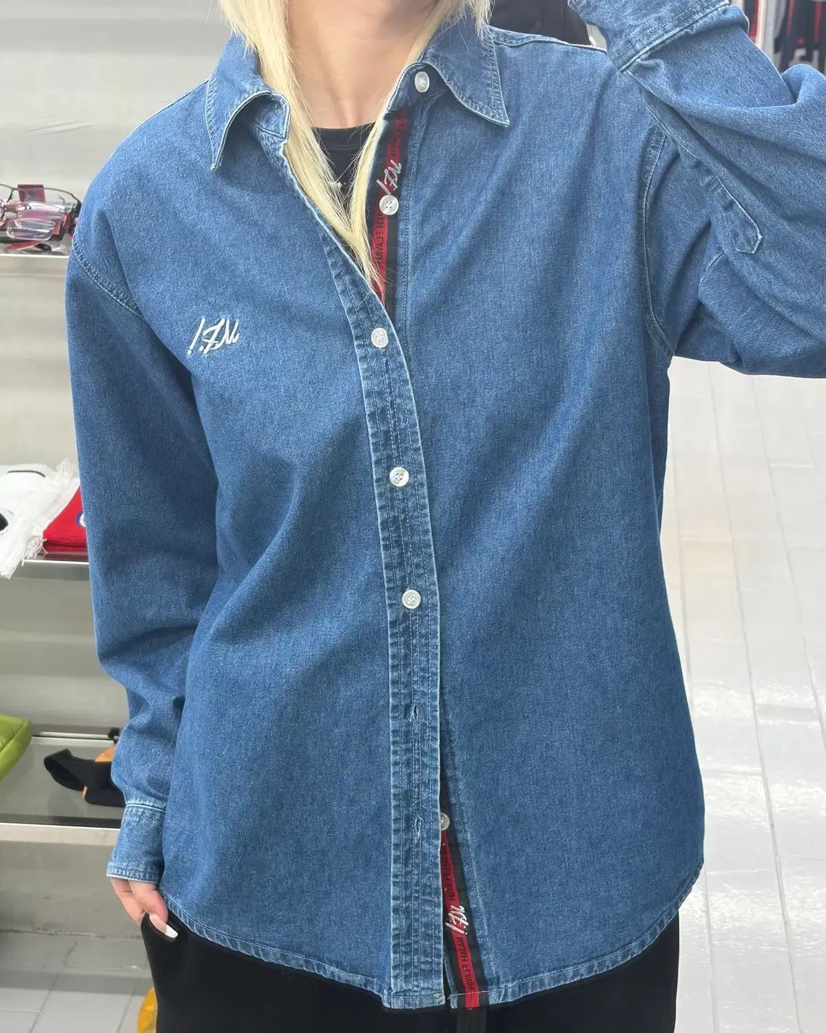 (M) マジャフラバ オリジナル ヴィンテージ インディゴ デニム シャツ