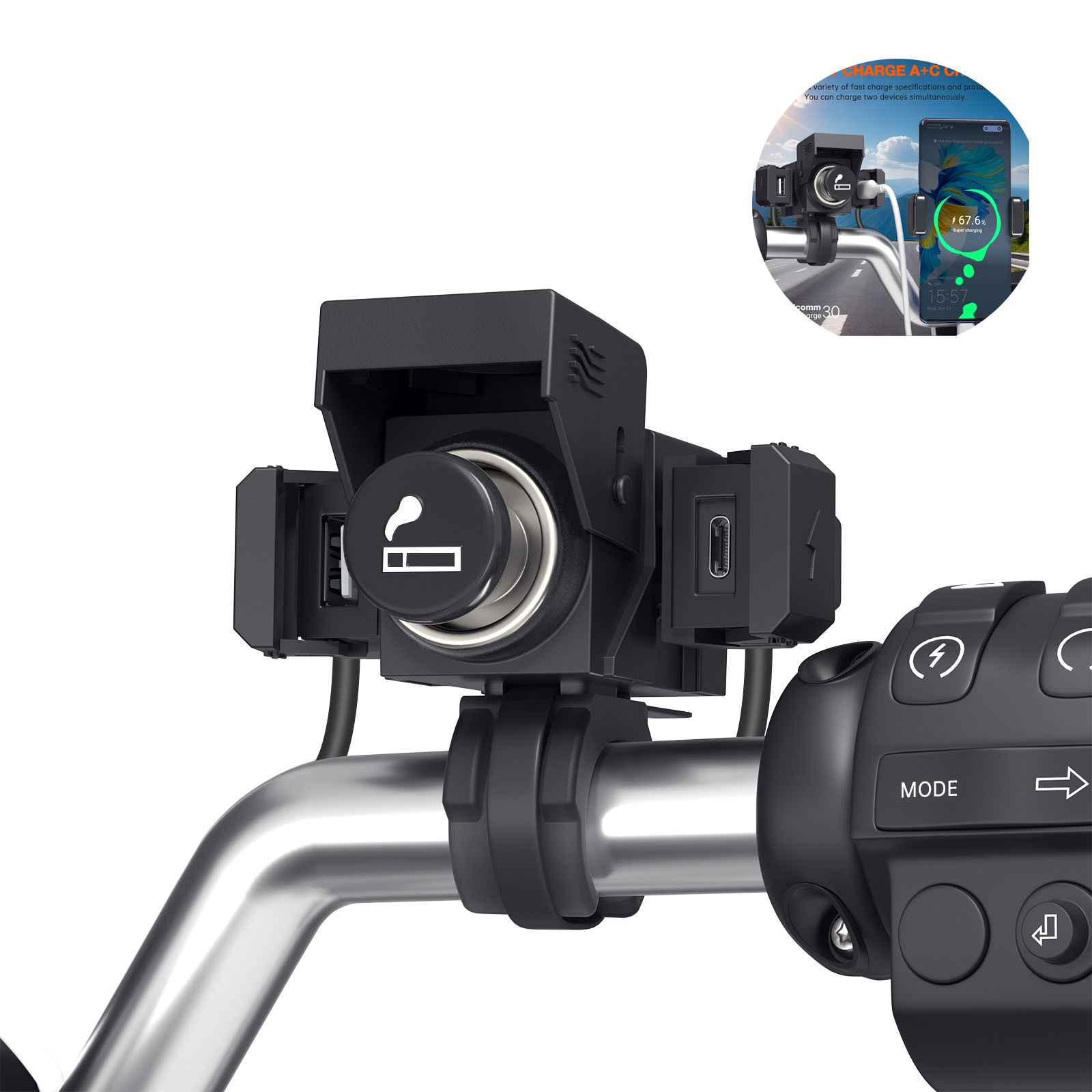 バイク用 USBシガーライター充電器 防水タイプC 12V