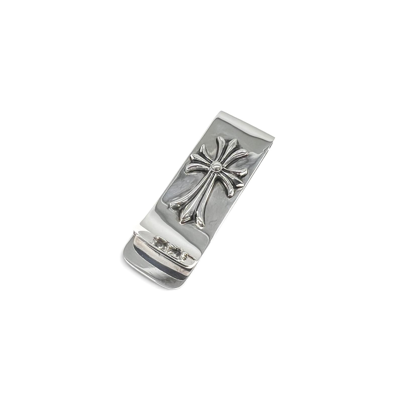 CHROME HEARTS 希少 美品 クロムハーツ MNY CLIP SML CH CRS スモールCHクロス マネークリップ シルバー インボイス・袋付属 財布 札入れ クロム アクセサリー ABランク 中古 鑑定済 クロム財布