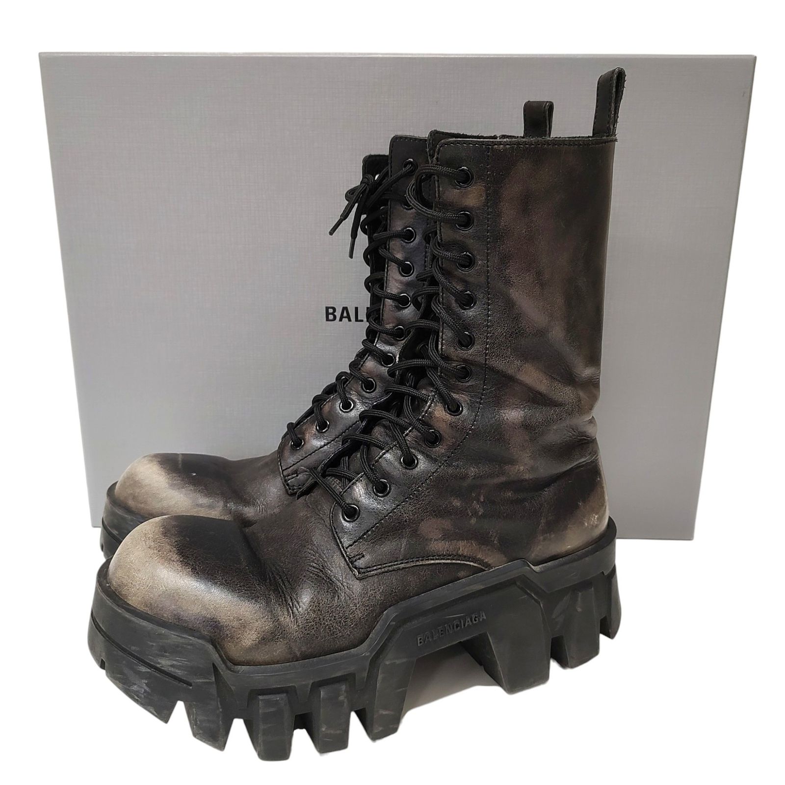 BALENCIAGA バレンシアガ 24AW BULLDOZER LACEUP BOOT ブルドーザー レースアップ ブーツ 681118 42 ブラウン メンズ