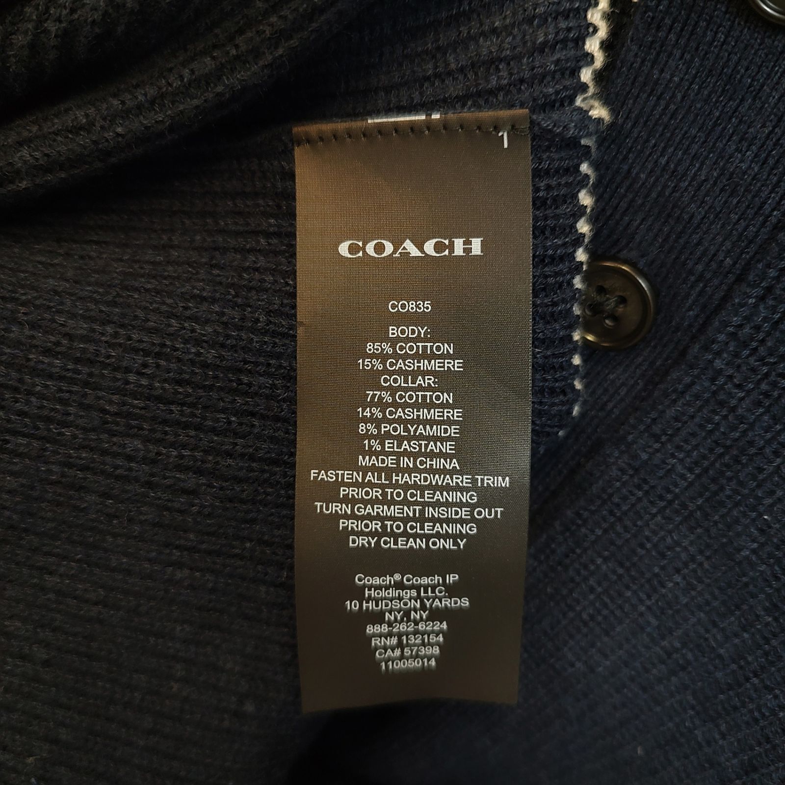 COACH コーチ コットン カシミヤ ニット ポロシャツ CO835 L ダーク