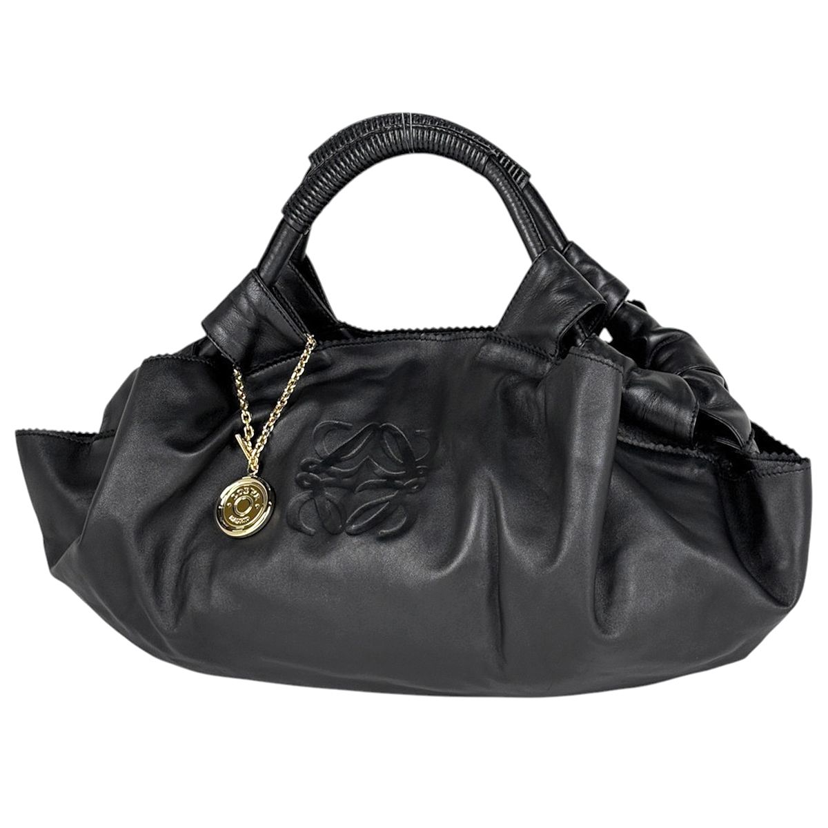 ロエベ LOEWE ナッパアイレ ハンドバッグ アナグラム レザー ブラック 【中古】 58,080円