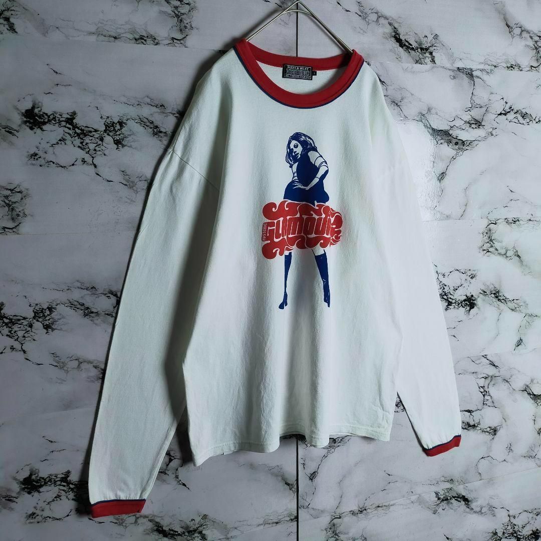 【即完売モデル】ヒステリックグラマー☆ヒスガールロゴ入り長袖Tシャツ/3068 希少】ヒステリックグラマー ロンT L ヒスガール リンガー 白 青 赤