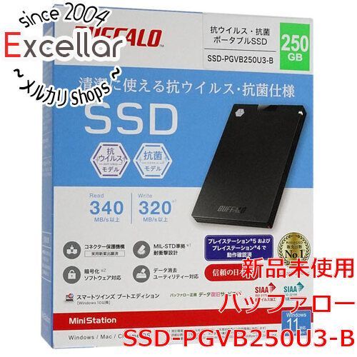 [bn:6] BUFFALO　外付けSSD　SSD-PGVB250U3-B　250GB　ブラック