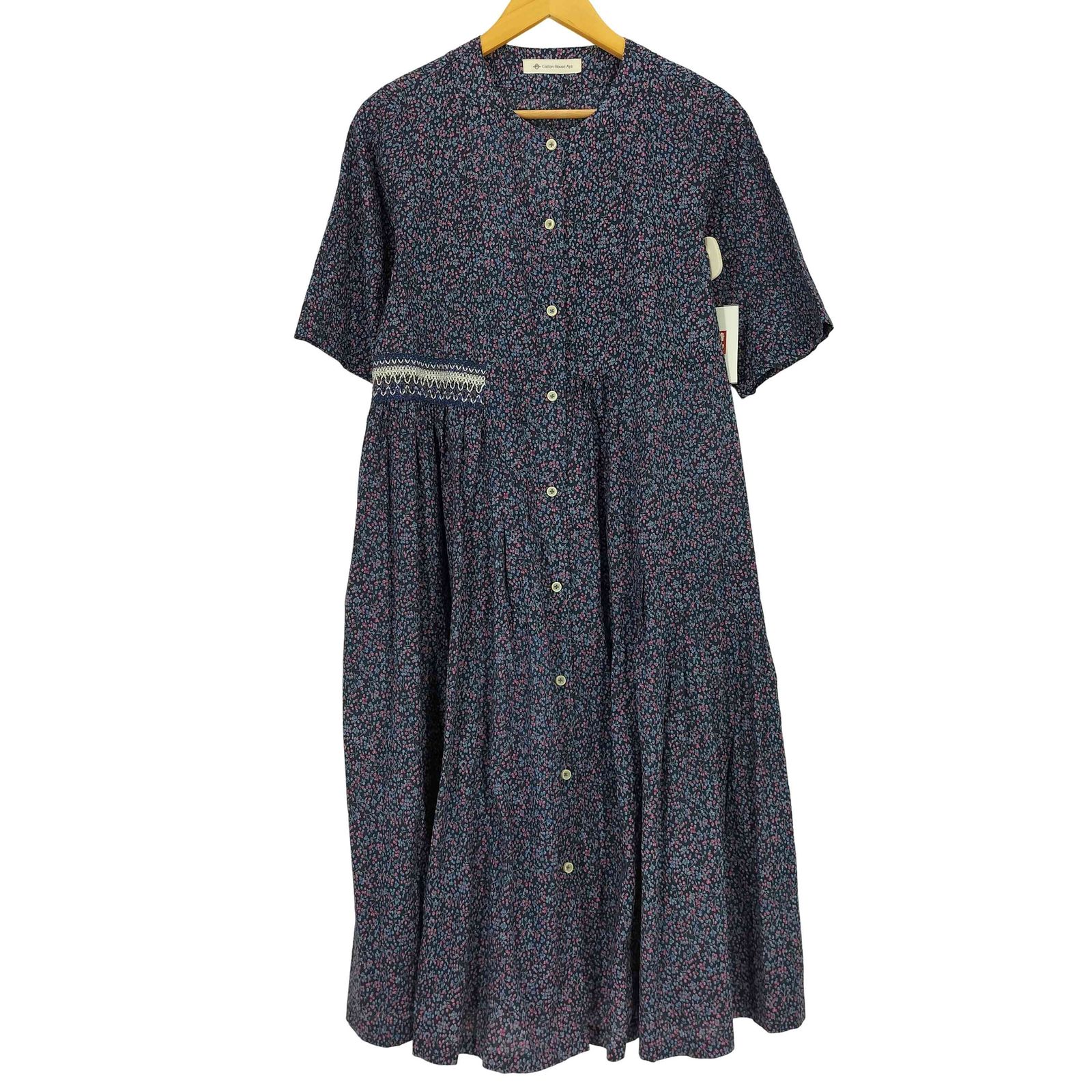 コットンハウスアヤ Cotton House Aya レース ノーカラー 花柄 五分袖 ワンピース レディース JPN：M