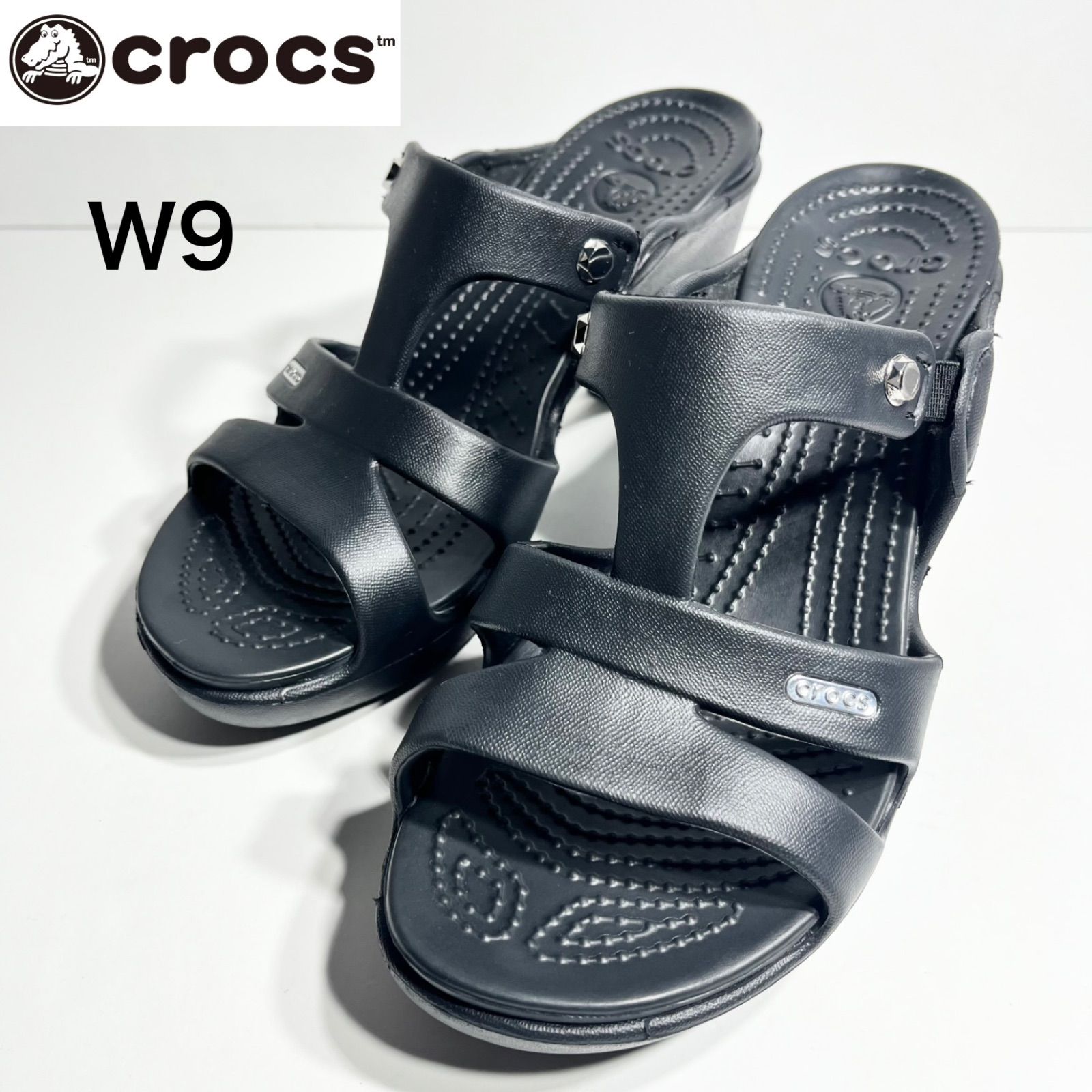極美品】crocs クロックス サイプラス 5 ヒールサンダル W9 25cm