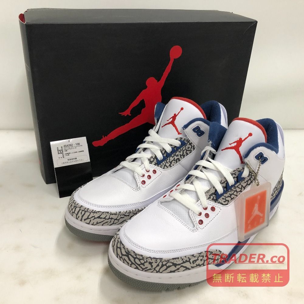 02w27291 ナイキ NIKE AIR JORDAN 3 RETRO ホワイト 29.0cm 中国製 メンズ 箱・タグあり スニーカー 854262-106 【中古品】