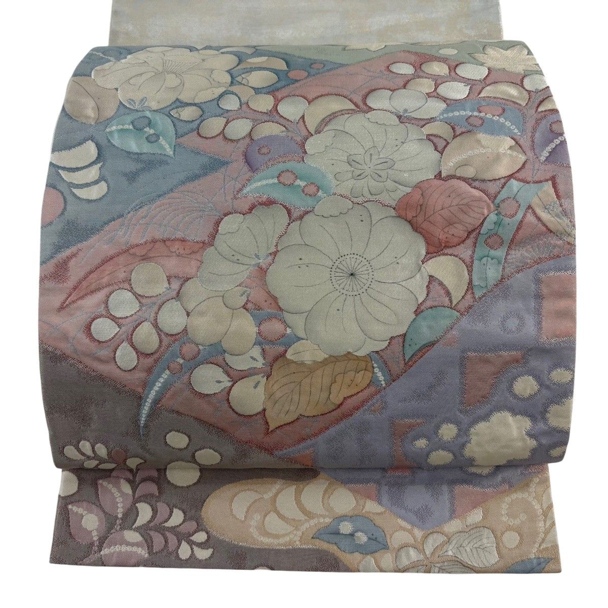【美品】 袋帯 秀品 辻が花 草花 箔 薄小豆 お太鼓柄 正絹 【中古】