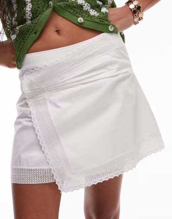 トップショップ レディース ボトムス スカート レーストリム ミニ レース Topshop lace trim mini skirt IVORY アイボリー