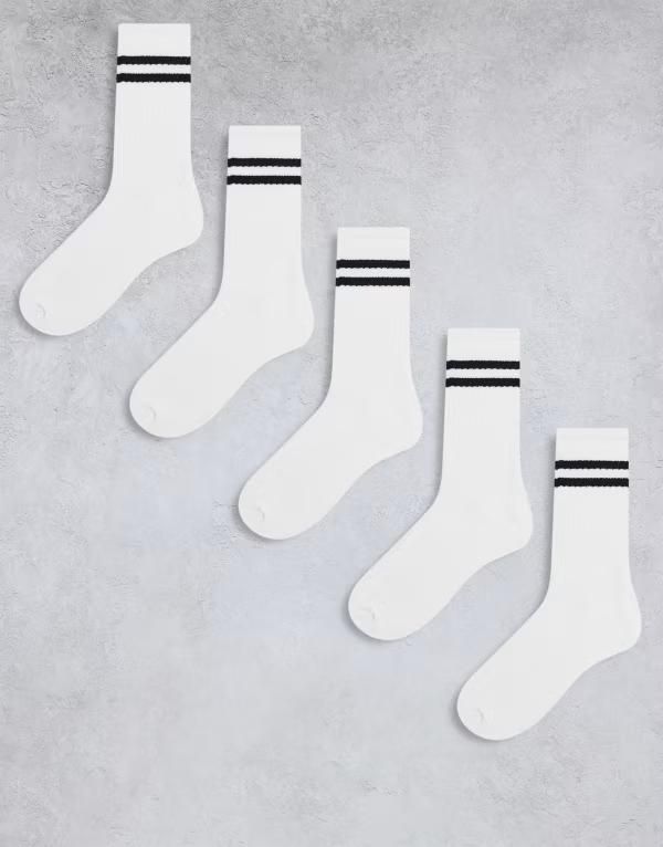 ジャック アンド ジョーンズ メンズ アンダーウェア 靴下 Jack Jones 5 pack tennisocks White ホワイト