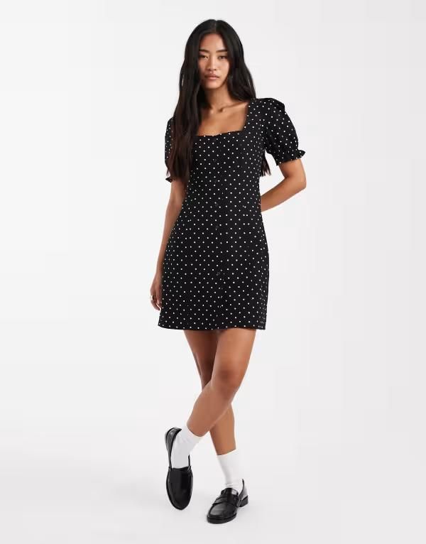 ミスセルフフリッジ レディース トップス ワンピース ドット柄 ミニワンピース ドット ミニ Miss Selfridge puff sleeve mini dress in polka dot Po 13,831円