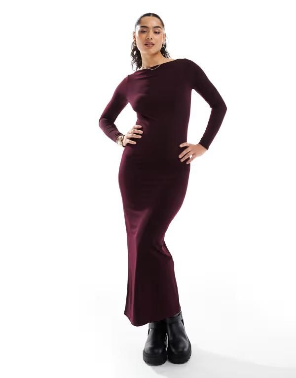 ミスセルフフリッジ レディース トップス ワンピース ジャージー マキシ Misselfridge long sleeve jersey maxi dress in plum プラム 7,585円