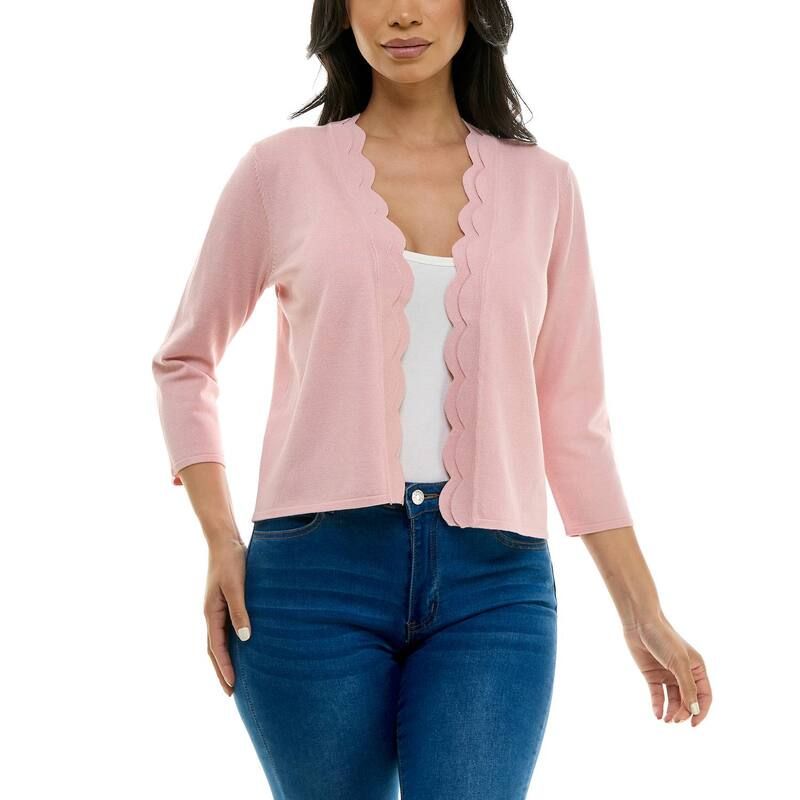 ニナレオナルド レディース アウター ニット・セーター カーディガン Womens Nina Leonard Scallop Hem Bolero Cardigan Blush ブラッシュ 9,235円