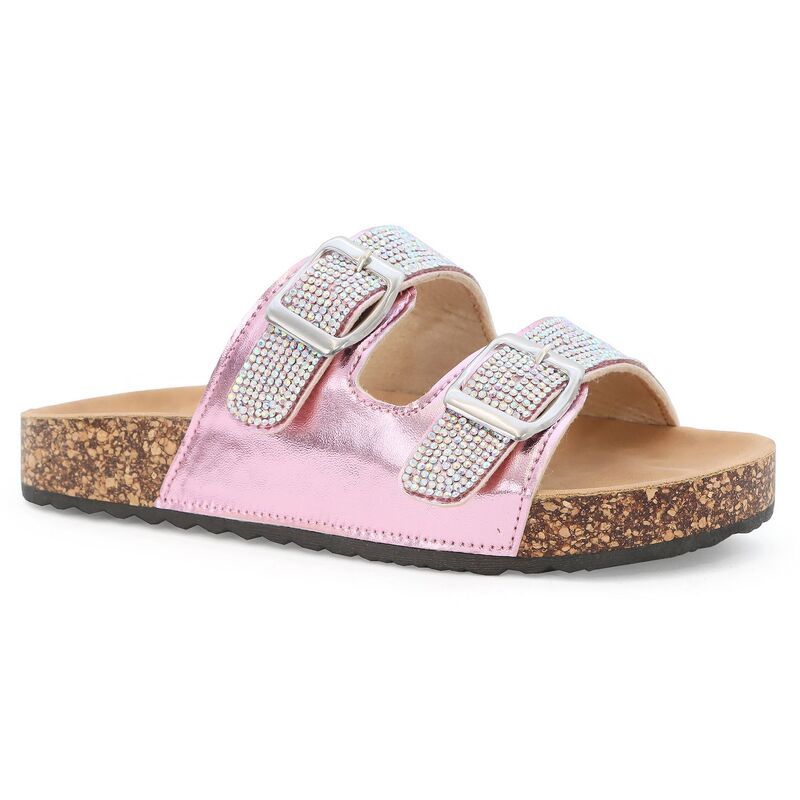 ヨキ レディース シューズ サンダル トール Yoki Gienna Rhinestone Strap Metallic Girls Cork Bottom Sandals Pink ピンク