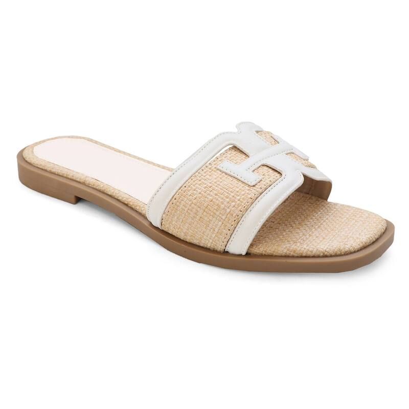 ヨキ レディース シューズ サンダル Yoki Slide Raffia HBand Upper Womensandals White ホワイト