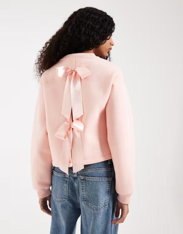 ミスセルフフリッジ レディース アウター ニット・セーター スウェット シャツ Misselfridge bow back sweatshirt PINK ピンク