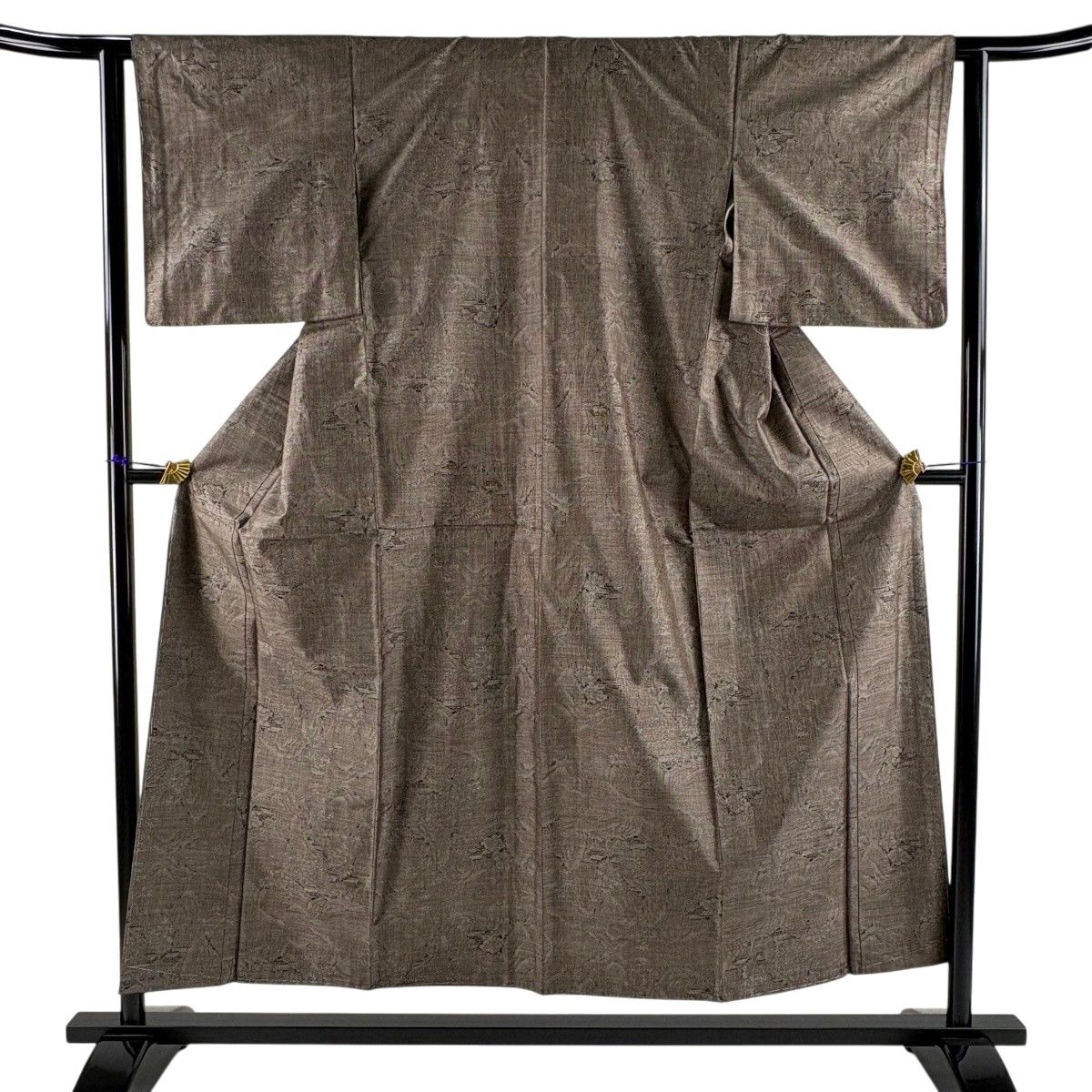 【美品】 紬 身丈154cm 裄丈61.5cm S 袷 建物 樹木 茶色 正絹 秀品 【中古】 6,600円