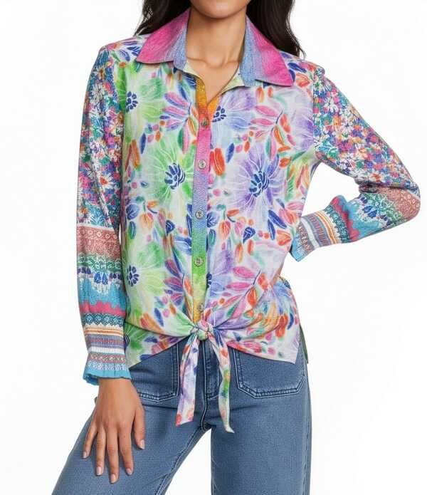 ジョン マーク レディース トップス シャツ プチ プリント フリル ブラウス John Mark Petite Size Woven Multi Mixed Print Point Collar L 17,986円