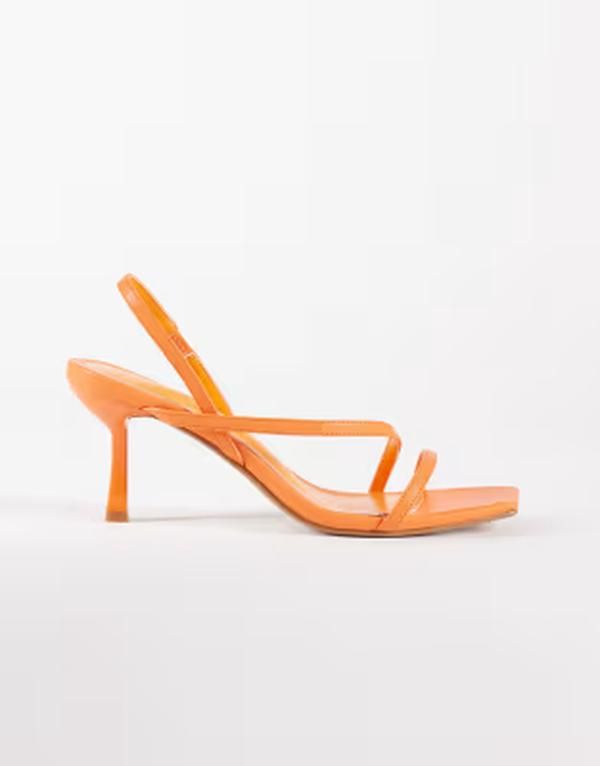 シミ レディース シューズ サンダル ヒール SIMMI Shoesimmi Londonatasha strappy heeled sandals in orange PU オレンジ 15,106円