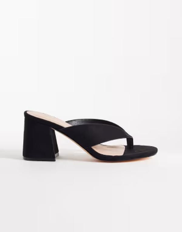 ロンドンレベル レディース シューズ サンダル スエード ヒール London Rebelle heeled flip flop sandals microsuede Black micro ブラック