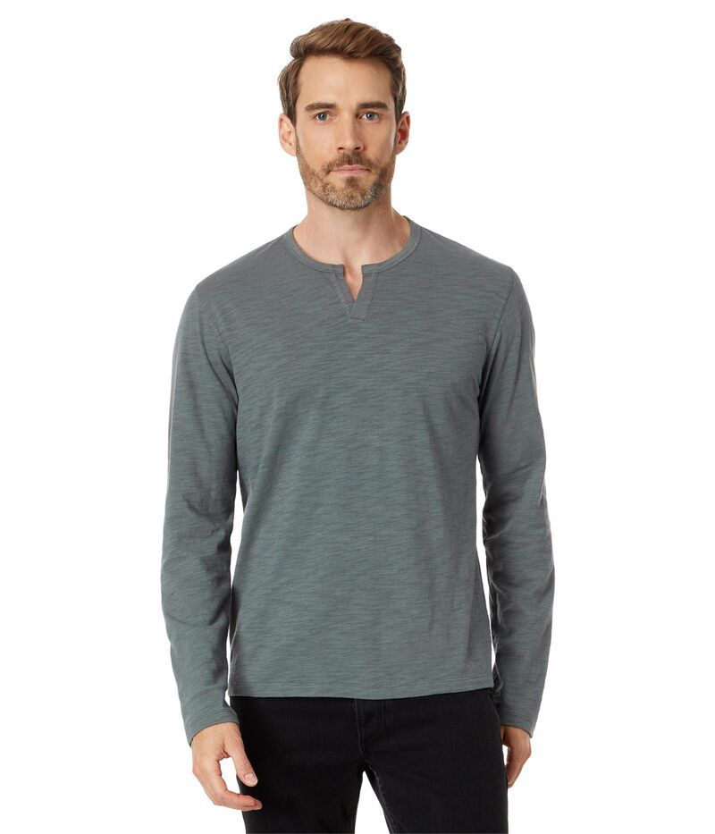ヴィンス メンズ トップス シャツ Vince Slub SplitNeck Long Sleeve Dusty Teal ティール