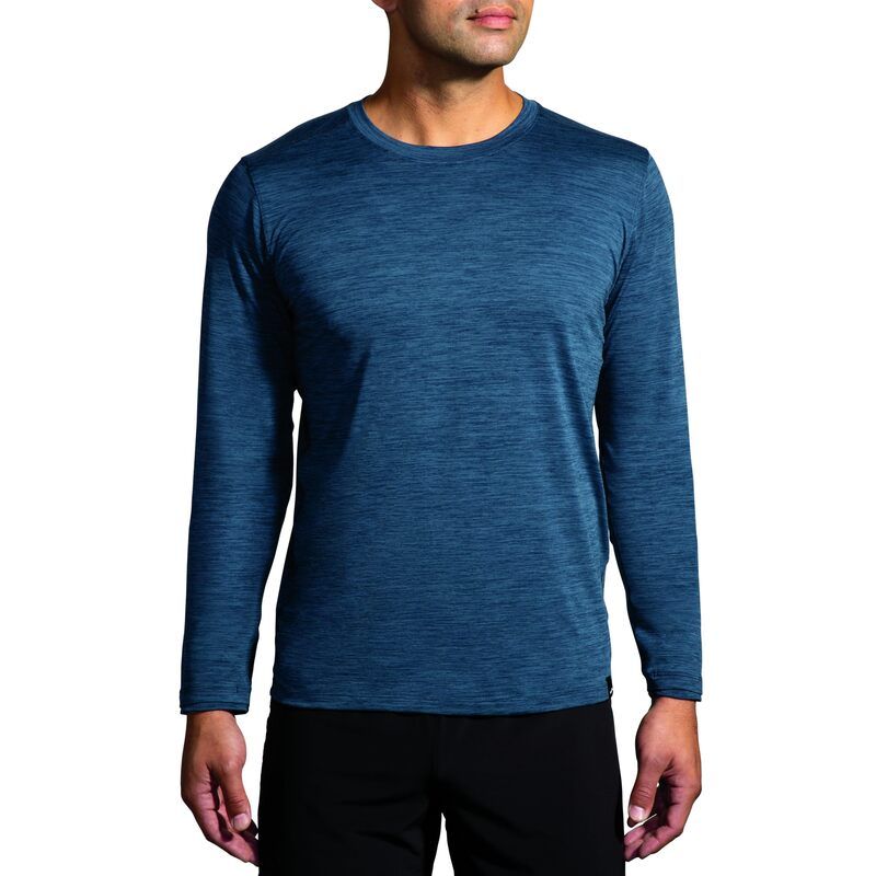 ブルックス メンズ トップス シャツ Brooks Luxe Long Sleeve Heather Blue Slate スレート