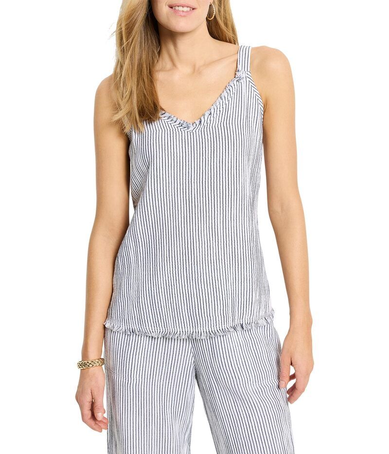 ニックプラスゾーイ レディース トップス シャツ NICZOE Pin Stripe Gauze Tank Indigo Multi インディゴ
