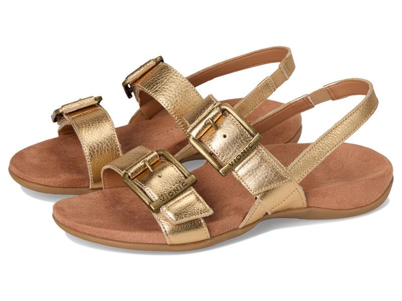 バイオニック レディース シューズ サンダル VIONIC Reese Slingbacks Gold Leather ゴールド