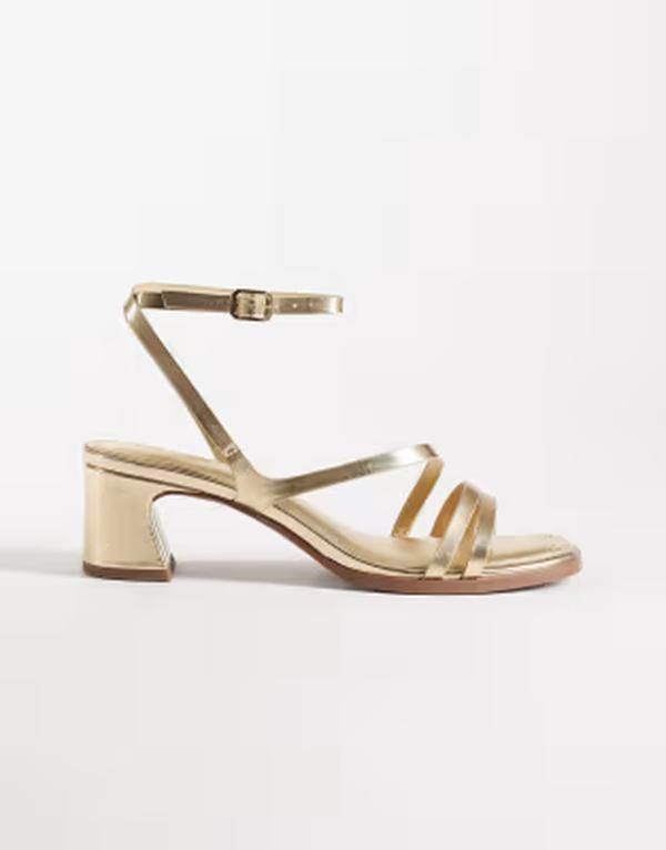 エイソス レディース シューズ サンダル ヒール ASOS DESIGN Honeybee mid block heeled sandals GOLD ゴールド