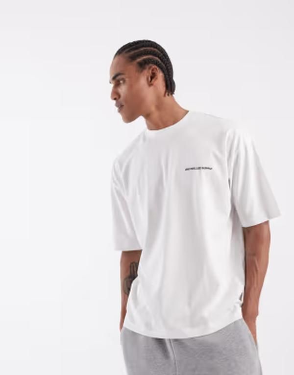 エイソス メンズ トップス Tシャツ グラフィック ASOS DESIGN oversized tshirt with text graphic WHITE ホワイト