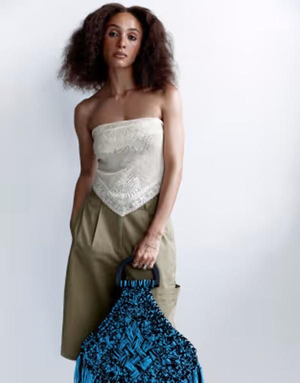 トップショップ レディース トップス タンクトップ ニット Topshop knit bandana top Off white オフホワイト