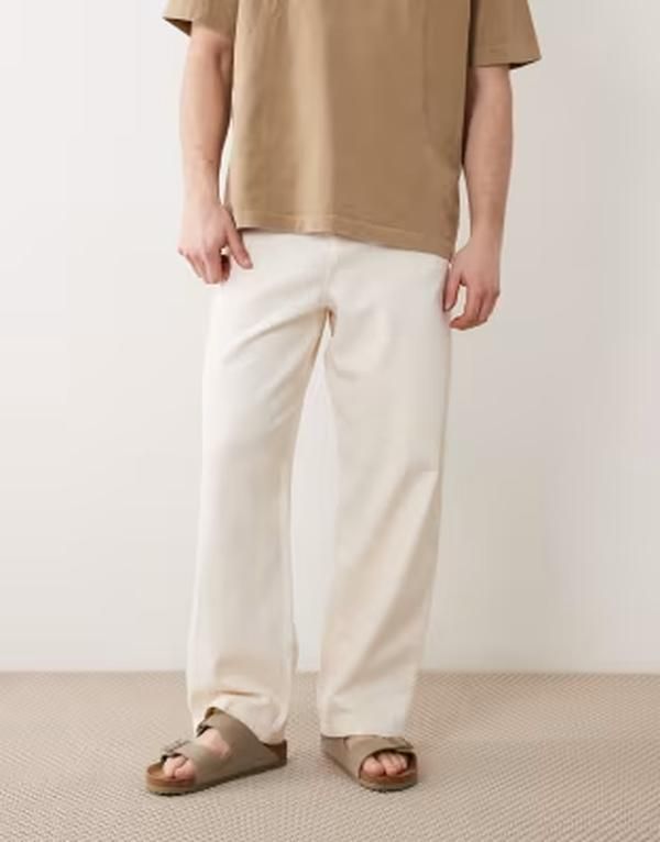 エイソス メンズ ボトムス カジュアルパンツ ASOS DESIGN loose straight pants in ecru エクリュ 15,895円