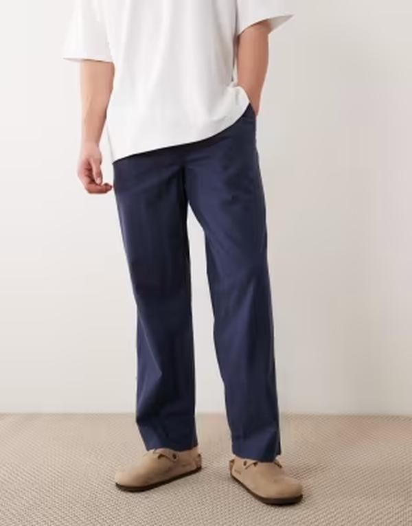 ジャック アンド ジョーンズ メンズ ボトムス カジュアルパンツ リネン Jack Jones loose linen mix drawstring pantsky captain ネイビー