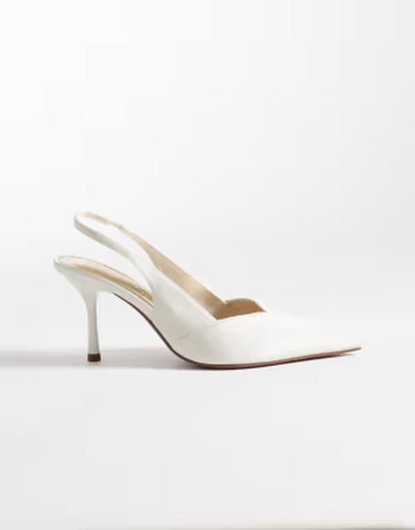 エイソス レディース シューズ ヒール ASOS DESIGN Wide Fit Sabrina slingback stiletto heels IVORY アイボリー