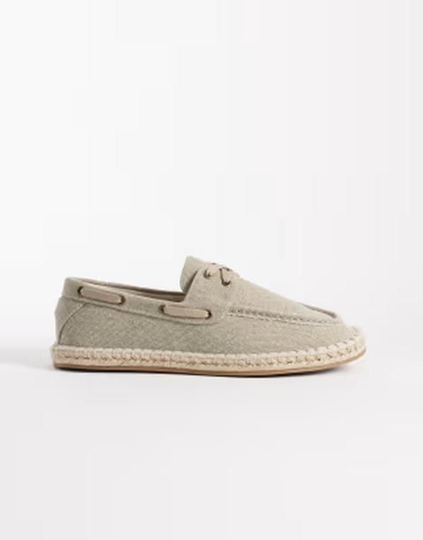 エイソス メンズ シューズ スリッポン・ローファー ASOS DESIGN boat shoespadrilles canvas Khaki カーキ