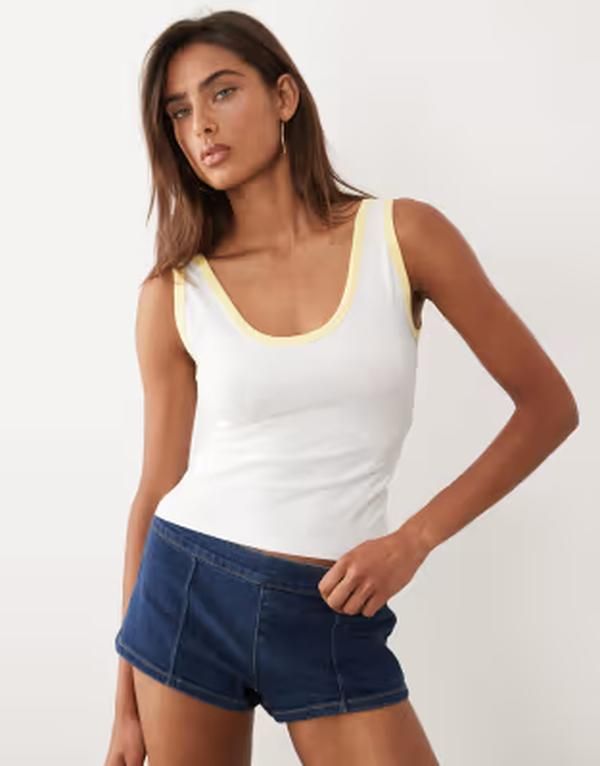 グッドアメリカン レディース トップス ベスト Good American super stretch ringer tank top WHITE ホワイト