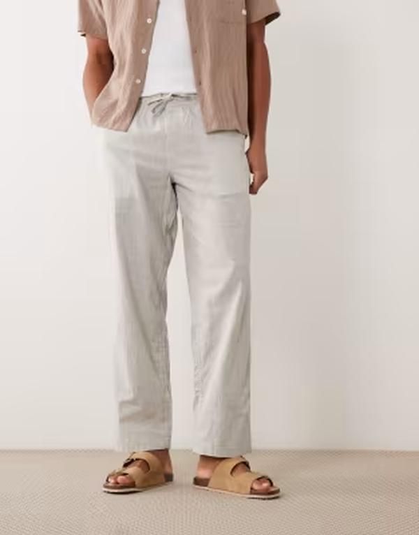 ジャック アンド ジョーンズ メンズ ボトムス カジュアルパンツ リネン Jack Jones loose linen mix drawstring pants Dusty olive オリーブ 13,306円