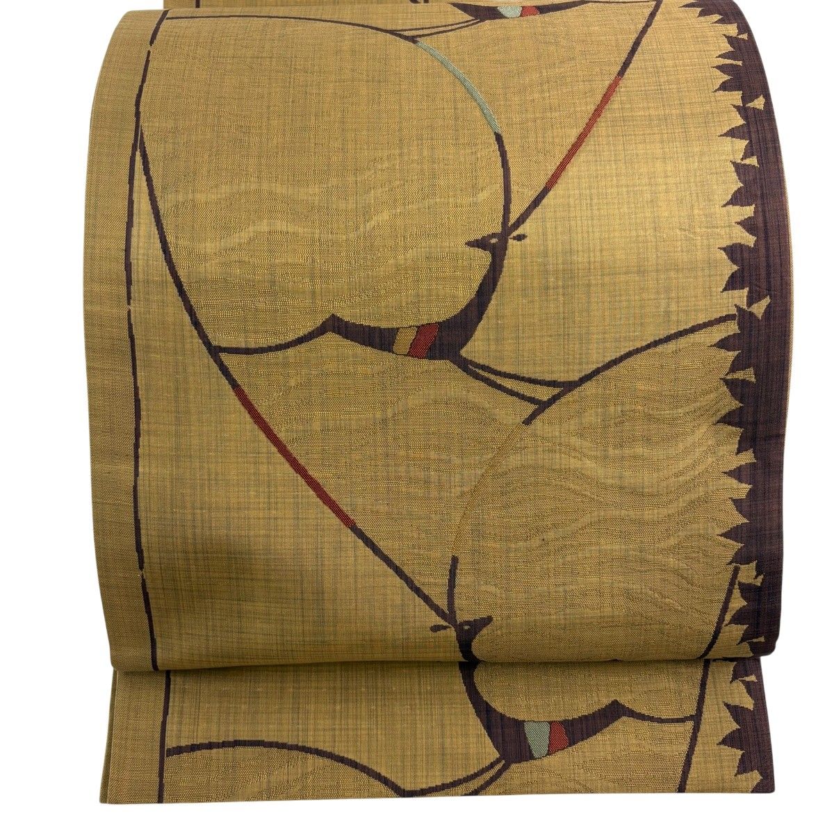 【美品】 袋帯 秀品 鹿 シルエット 黄土色 六通 正絹 【中古】 7,040円