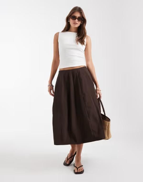 エイソス レディース ボトムスカート ASOS DESIGN techy volume circle skirt in chocolate チョコレート 17,136円