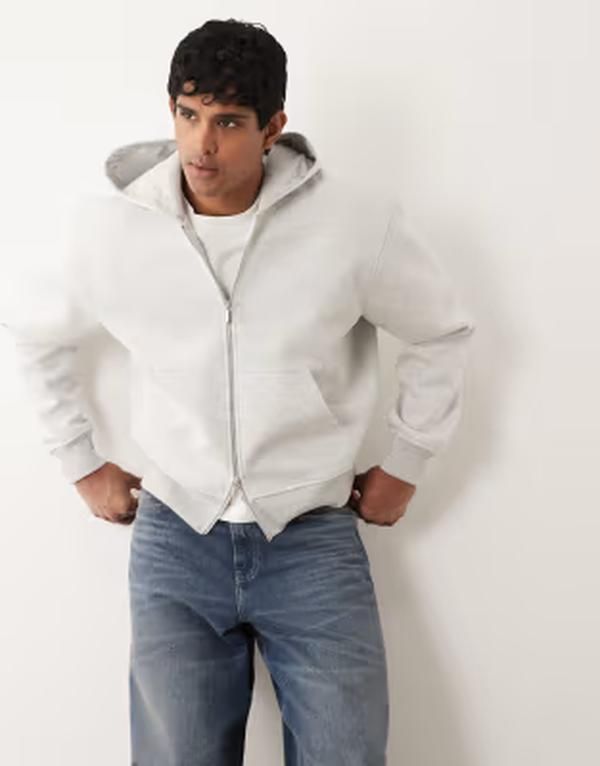 エイソス メンズ アウター パーカー・スウェット スキューバ ASOS DESIGN heavyweight relaxed boxy zip up in scubastyle fabric in i