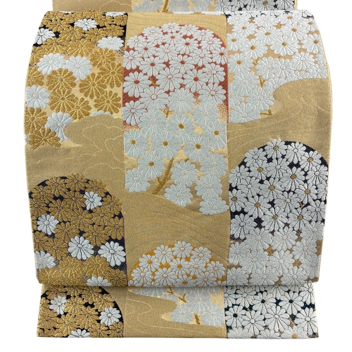 【美品】 袋帯 秀品 菊 流水 金糸 金色 六通 正絹 【中古】 6,688円