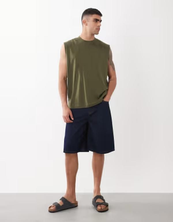 エイソス メンズ ボトムス ハーフパンツ・ショーツ デニム ASOS DESIGN bermuda denim jorts indigo INDIGO インディゴ