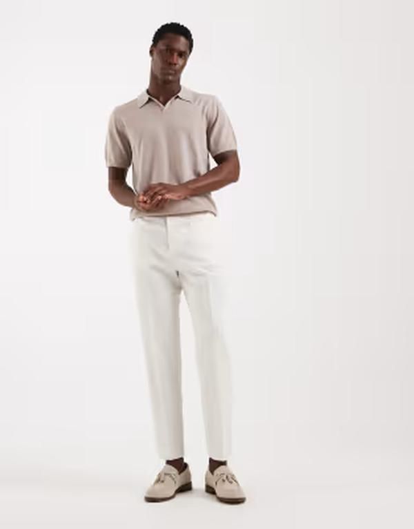 エイソス メンズ ボトムス カジュアルパンツ リネン ASOS DESIGN tailored linen rich tapered pants WHITE ホワイト 14,785円