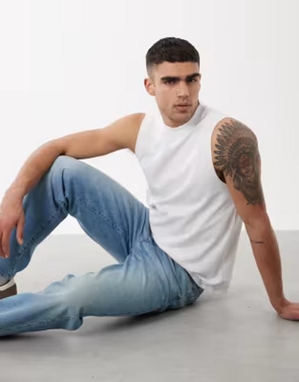 エイソス メンズ トップス ベスト レギュラーフィット ASOS DESIGN Circular Design Collection superegular fitank WHITE ホワイト