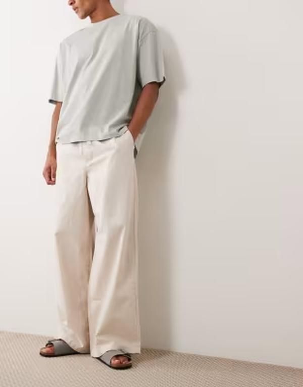 エイソス メンズ ボトムス カジュアルパンツ リネン ASOS DESIGN loose linen blend pants in stone ストーン 14,186円