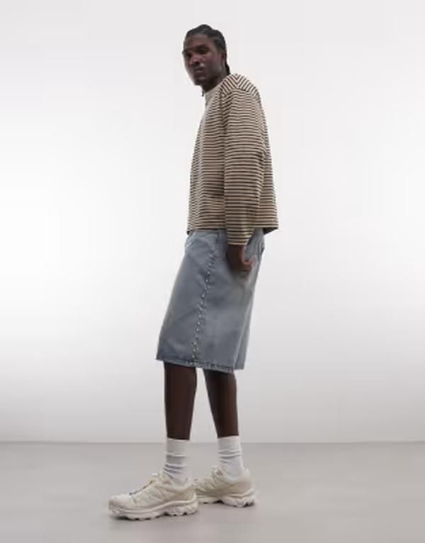 リキュールアンドポーカー メンズ ボトムス ハーフパンツ・ショーツ デニム Liquor N Poker studetail denim jorts indigo MBLUE インディゴ